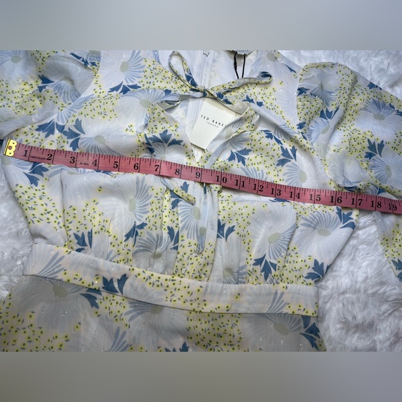 Ted Baker Suziiee floral-print woven mini dress With Asymmetric Ruffles Size 0 - Picture 8 of 16